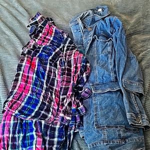 LOT of 2 Lane Bryant size 20 Denim pea coat and flannel